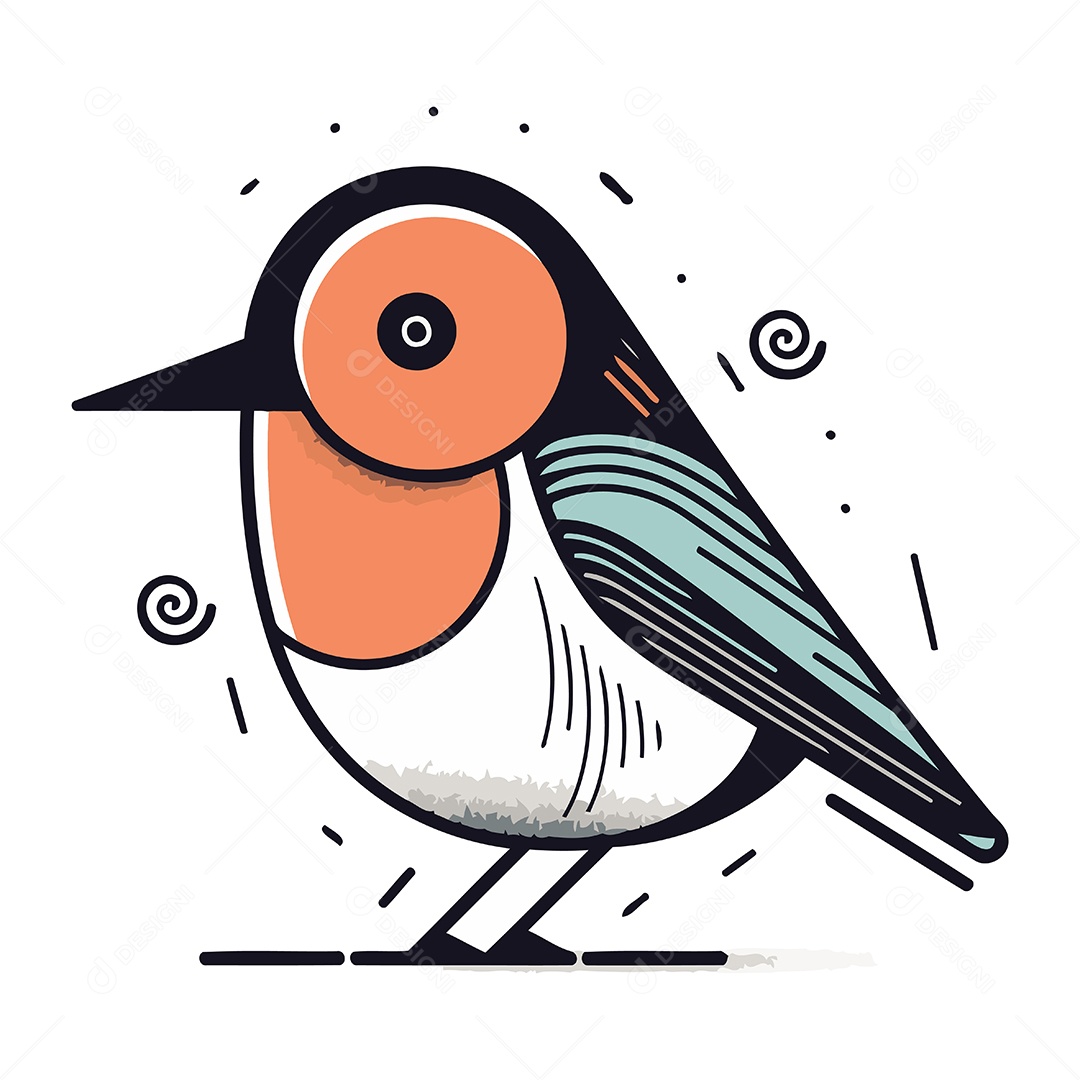 Passarinho de Desenho Animado Ilustração Vetor EPS