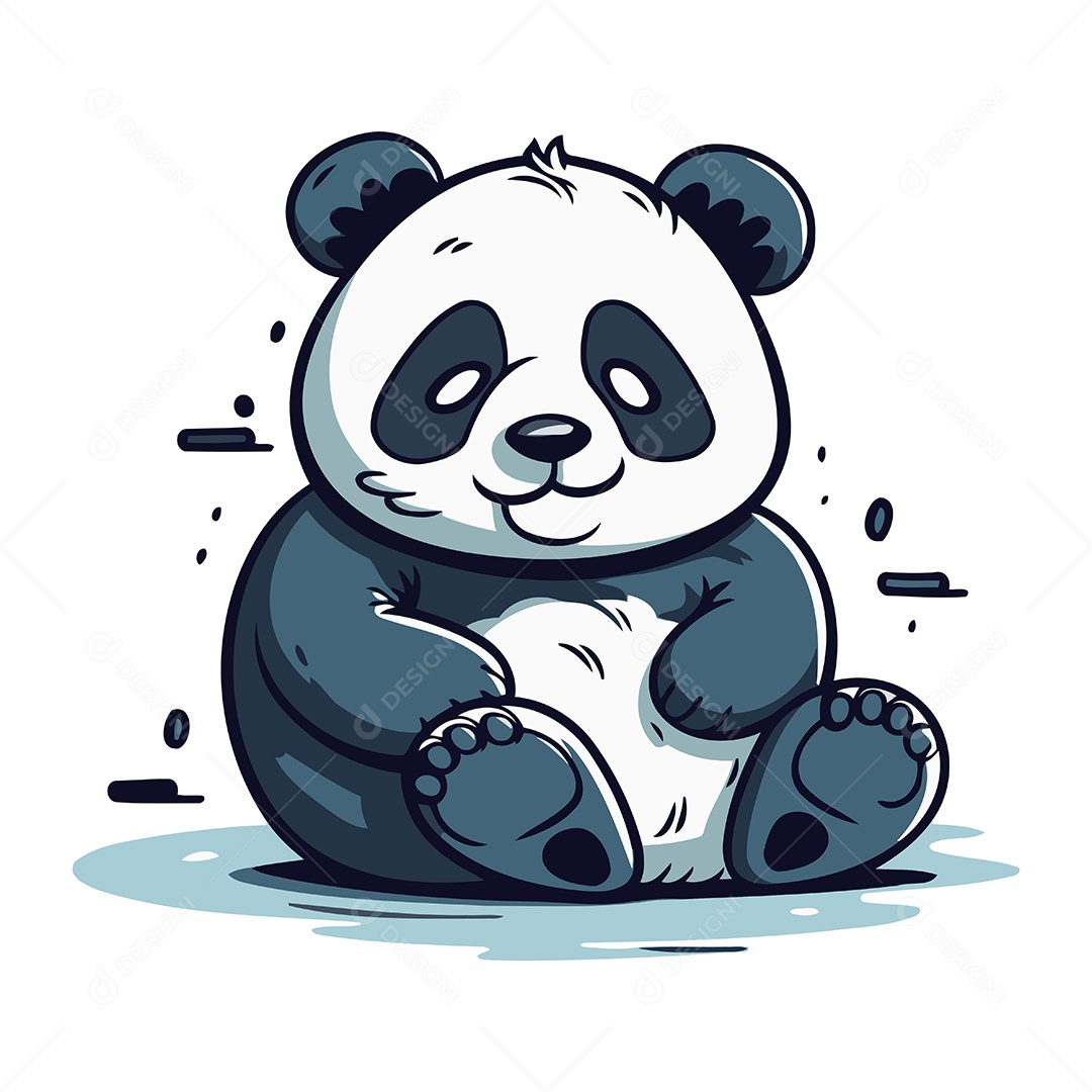 Urso Panda Fofo de Desenho Animado Ilustração Vetor EPS
