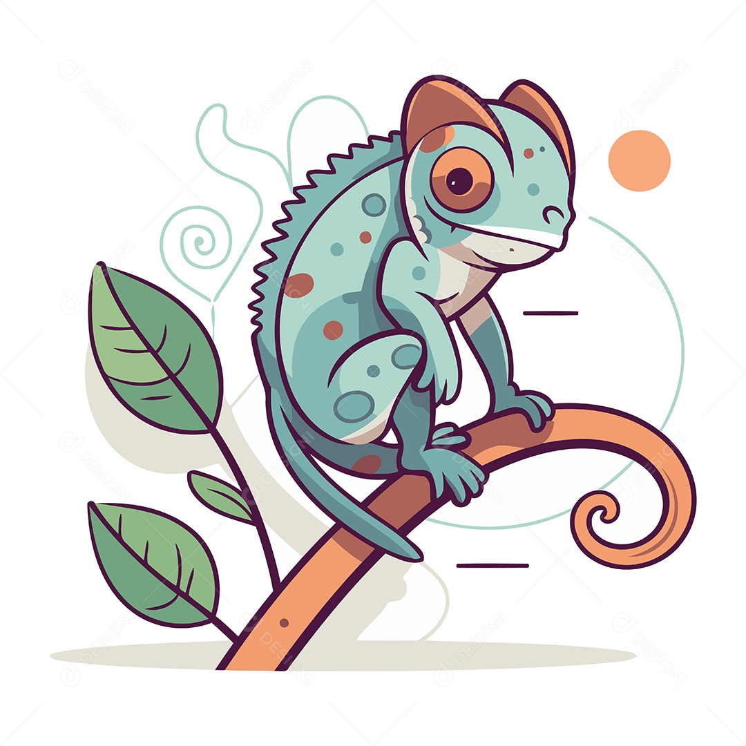Camaleão de Desenho Animado Ilustração Vetor EPS
