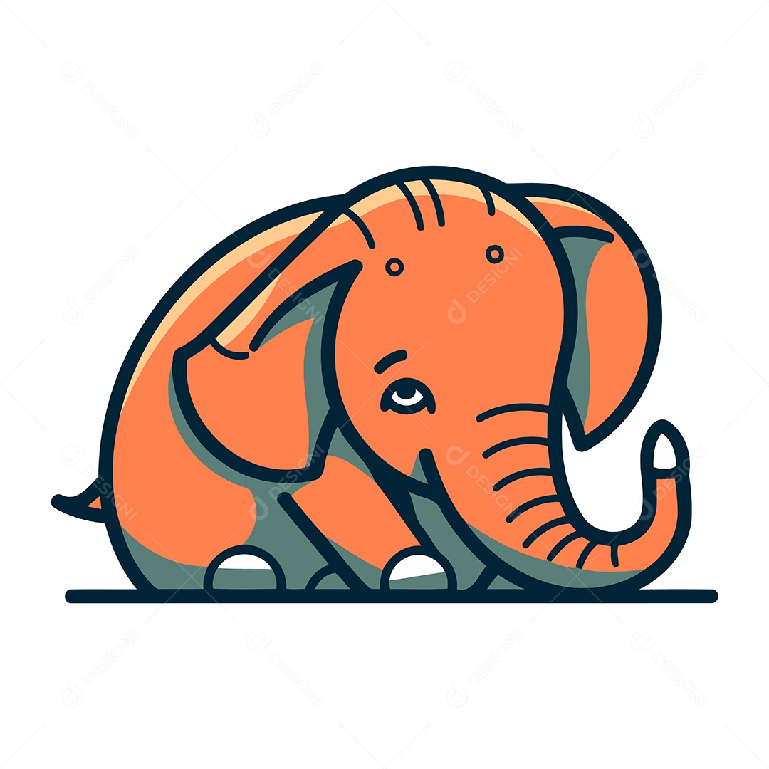 Elefante Fofo de Desenho Animado Ilustração Vetor EPS
