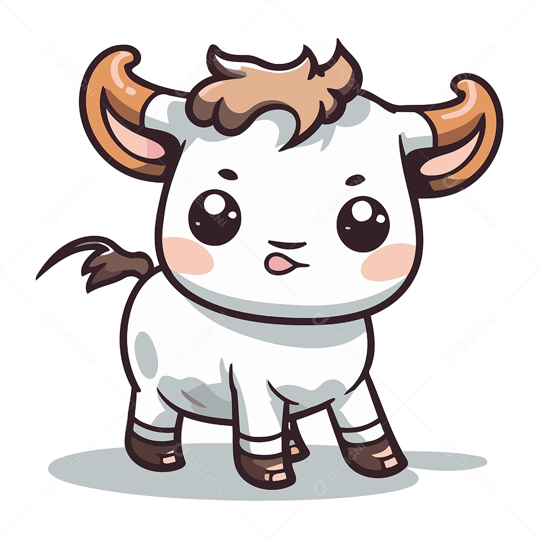 Vaca Fofa de Desenho Animado Ilustração Vetor EPS