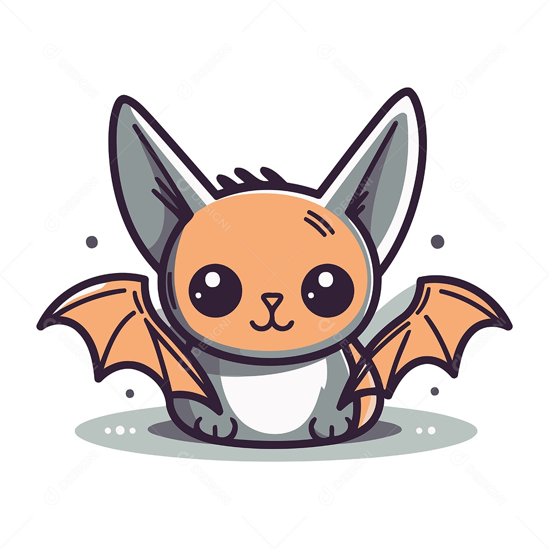 Morcego Fofo de Desenho Animado Ilustração Vetor EPS