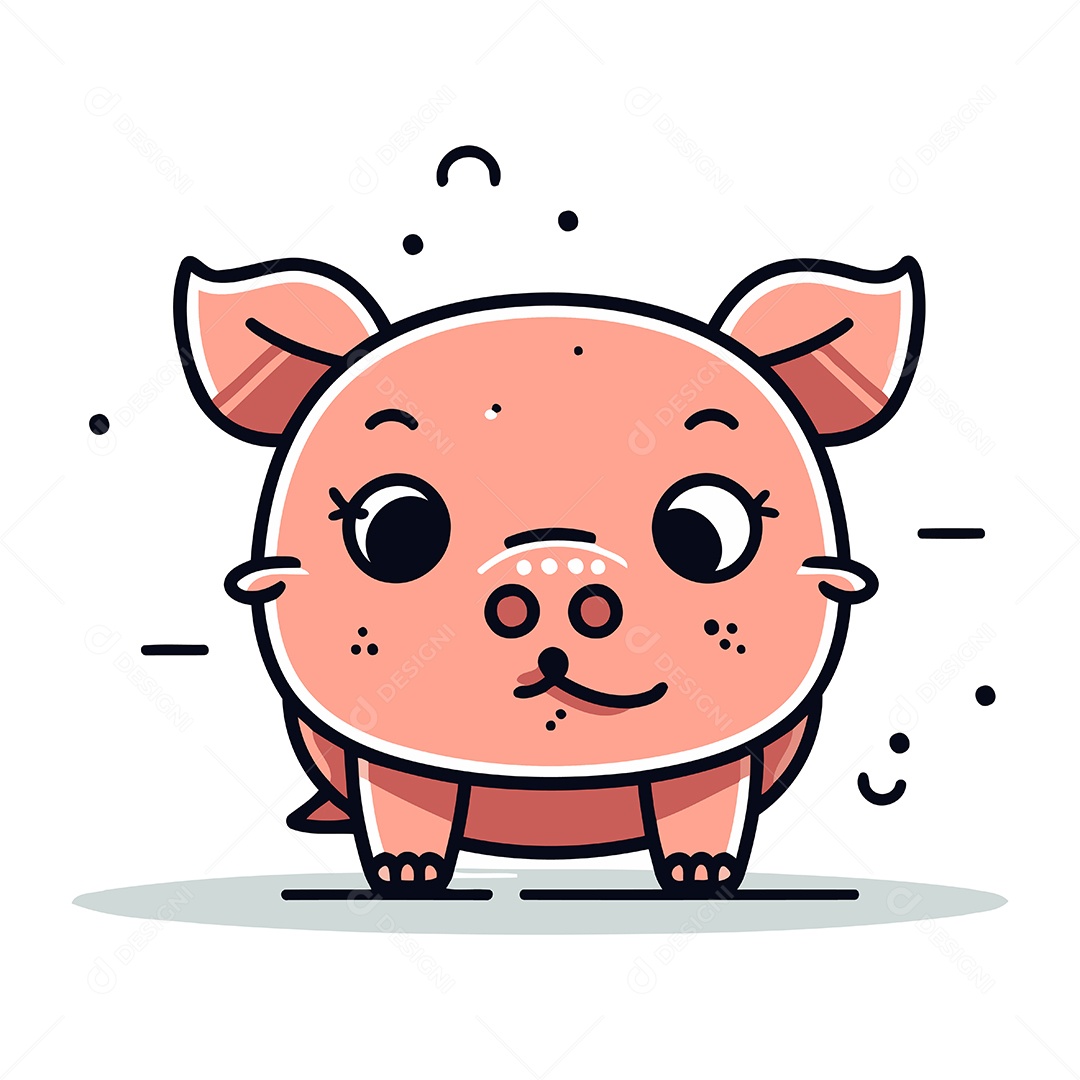 Porco de Desenho Animado Ilustração Vetor EPS