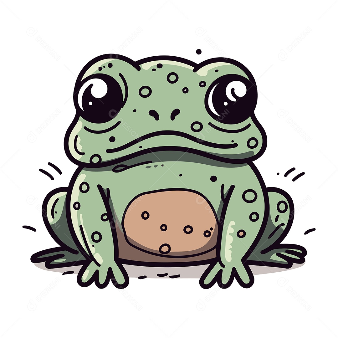 Sapo Fofo de Desenho Animado Ilustração Vetor EPS