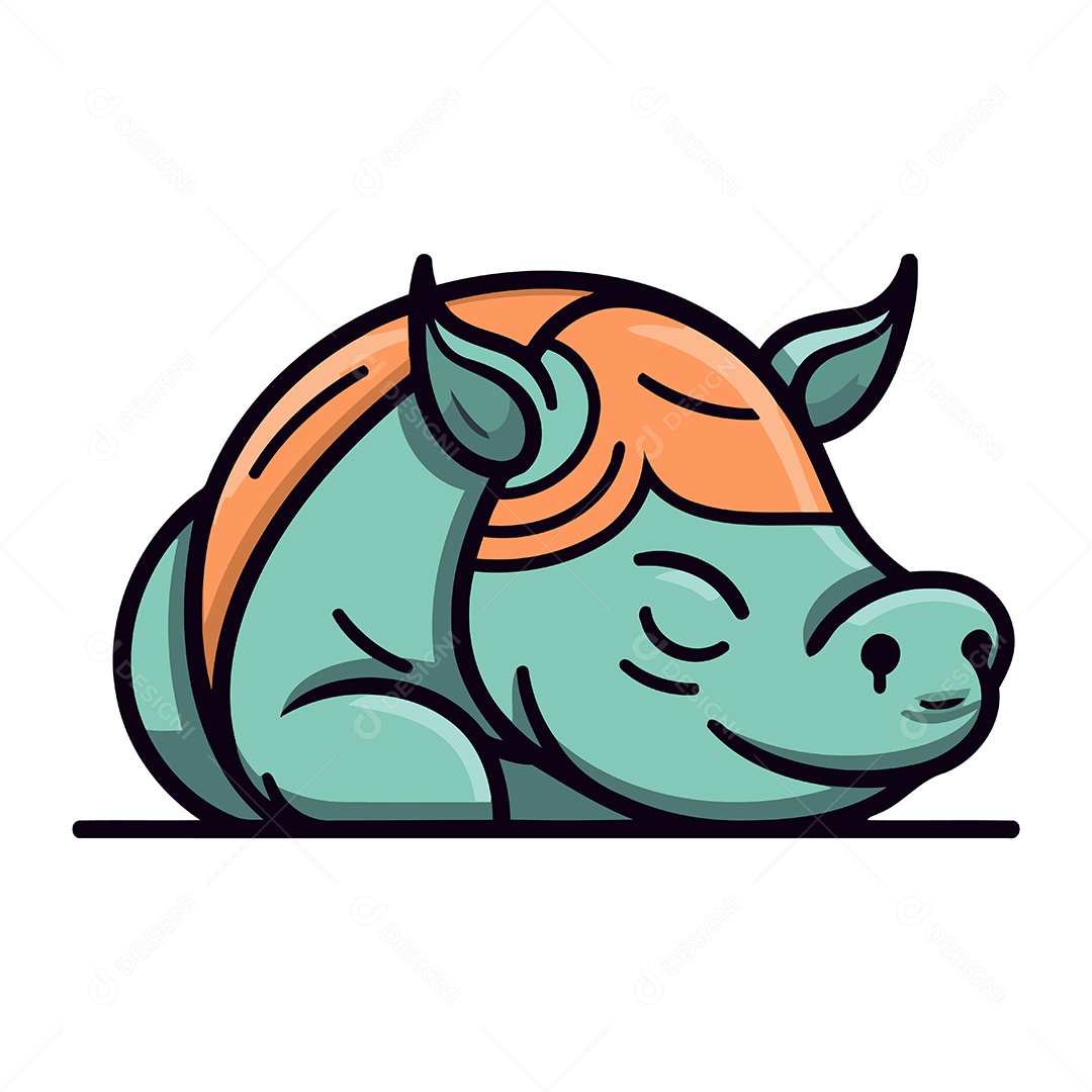 Rinoceronte de Desenho Animado Ilustração Vetor EPS