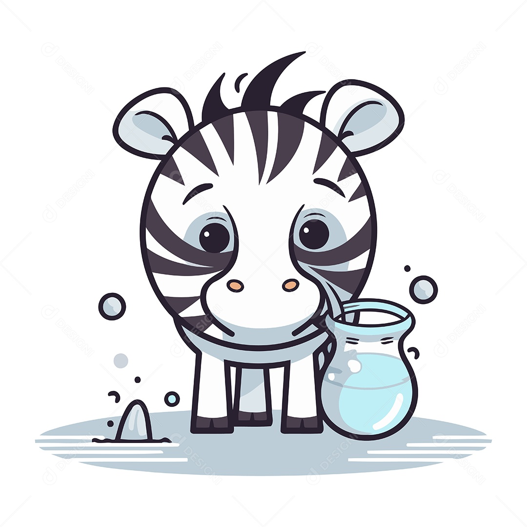 Zebra Fofa de Desenho Animado Ilustração Vetor EPS