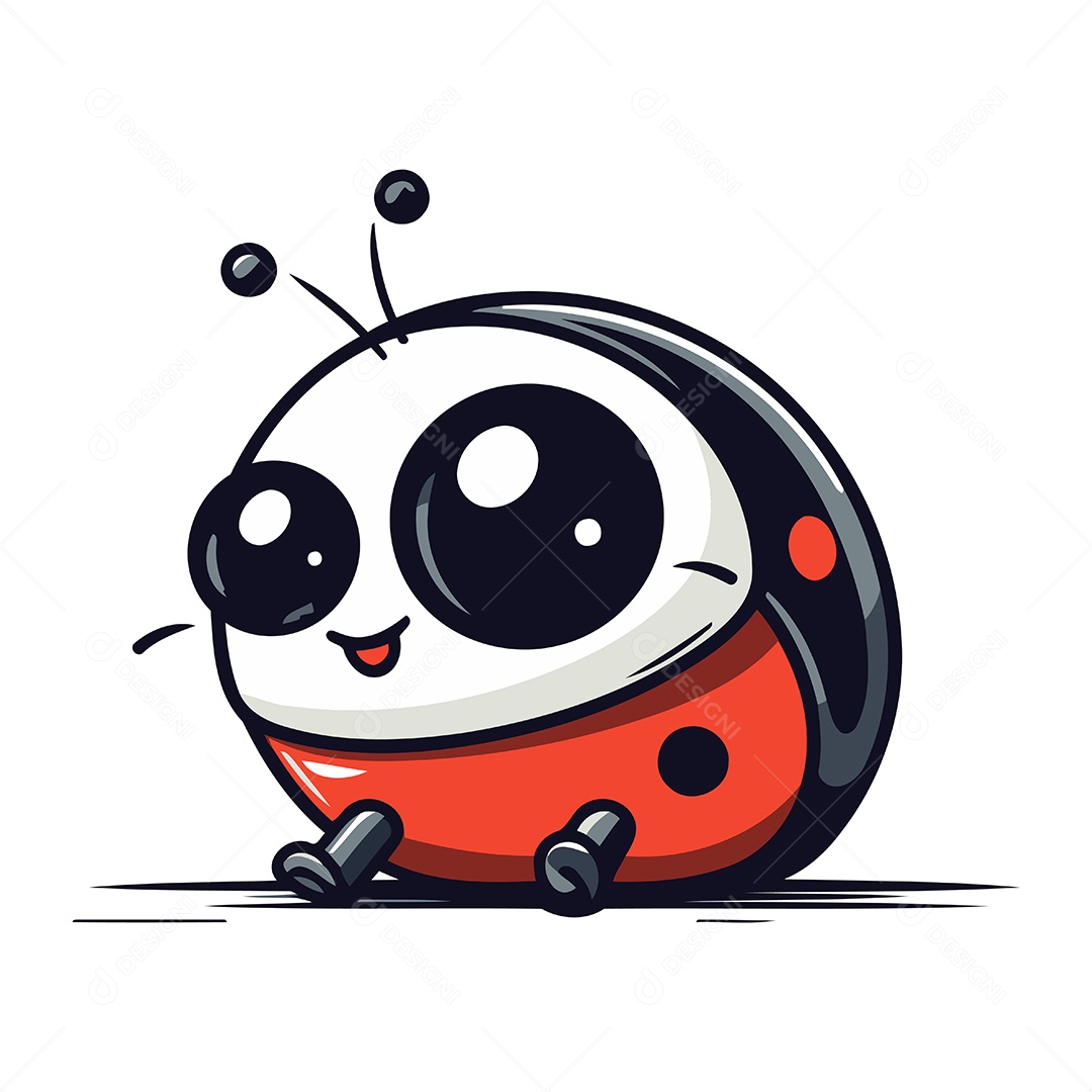 Joaninha Fofa de Desenho Animado Ilustração Vetor EPS