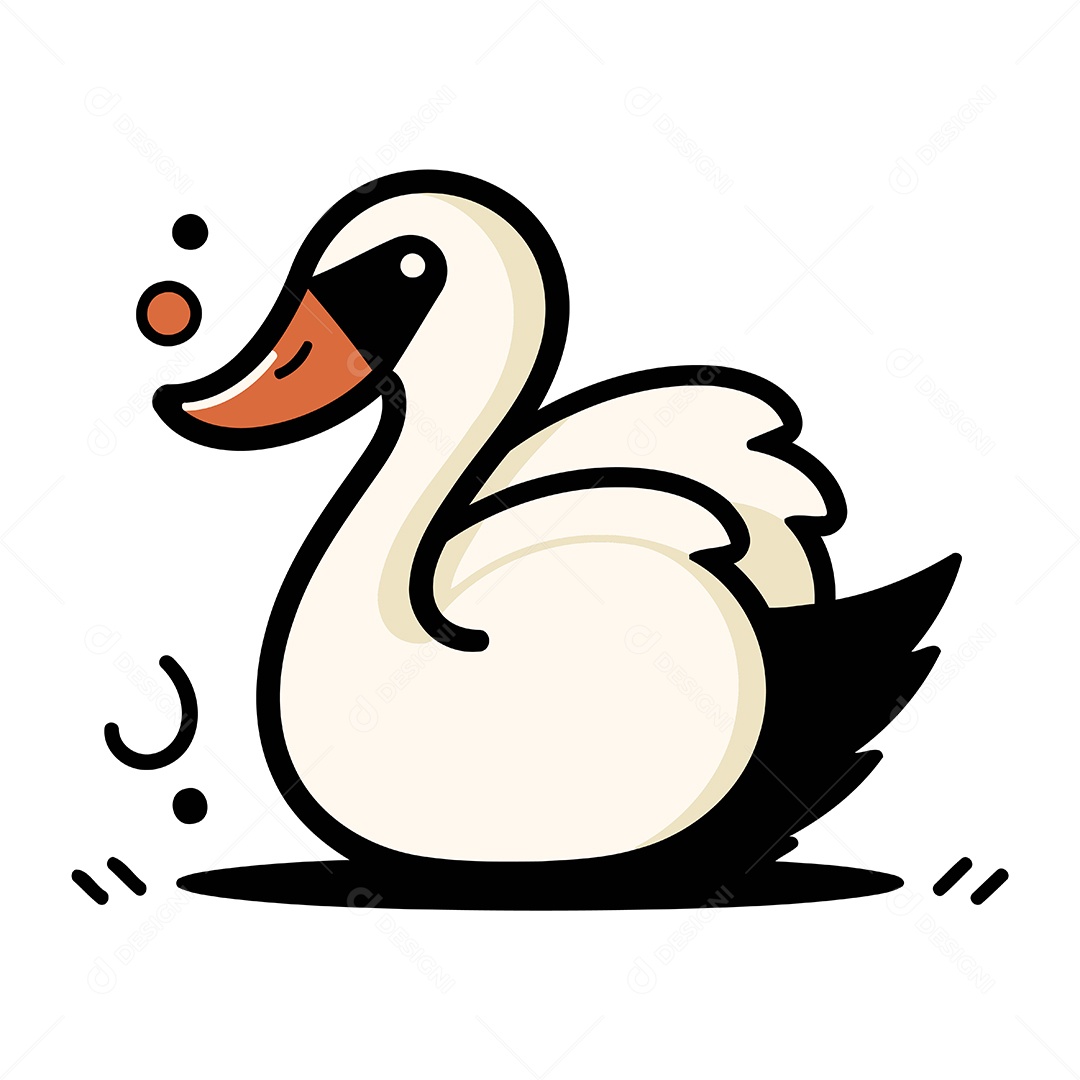 Cisne Bonito de Desenho Animado Ilustração Vetor EPS