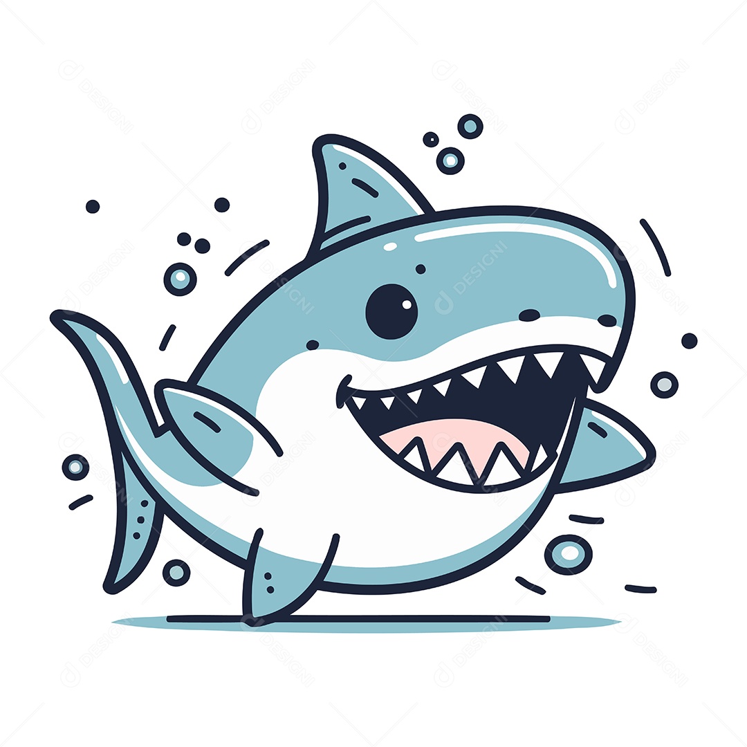 Tubarão de Desenho Animado Ilustração Vetor EPS