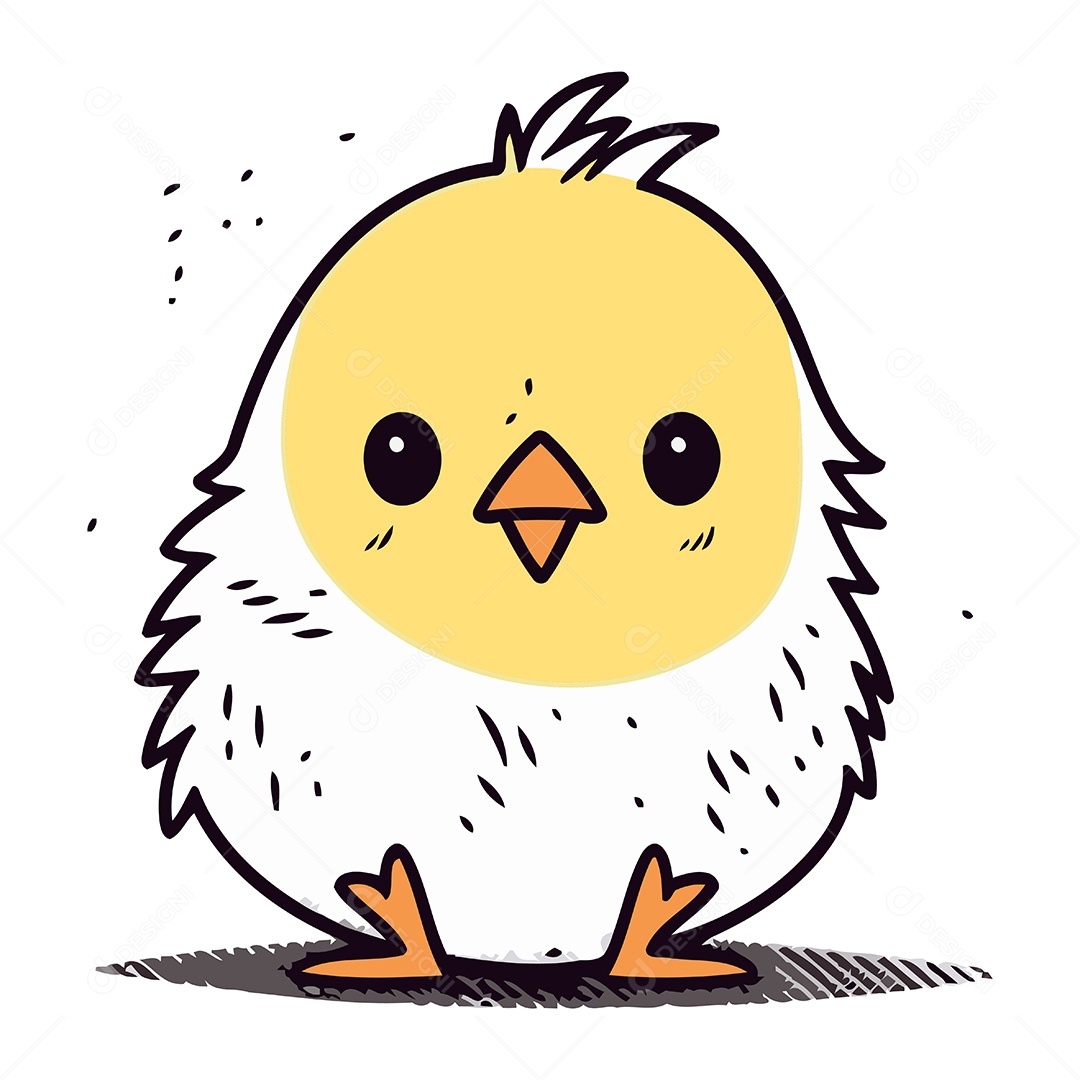 Pintinho Fofo de Desenho Animado Ilustração Vetor EPS