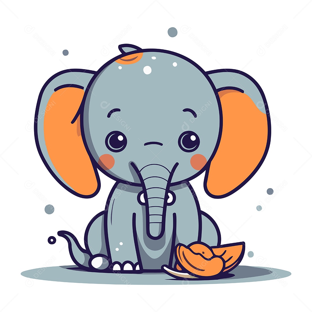 Elefante Fofo de Desenho Animado Ilustração Vetor EPS