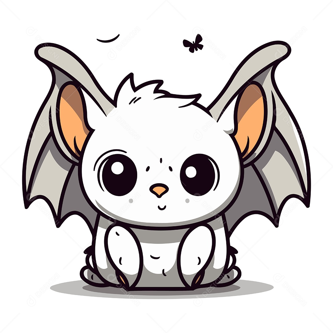 Morcego Fofo de Desenho Animado Ilustração Vetor EPS
