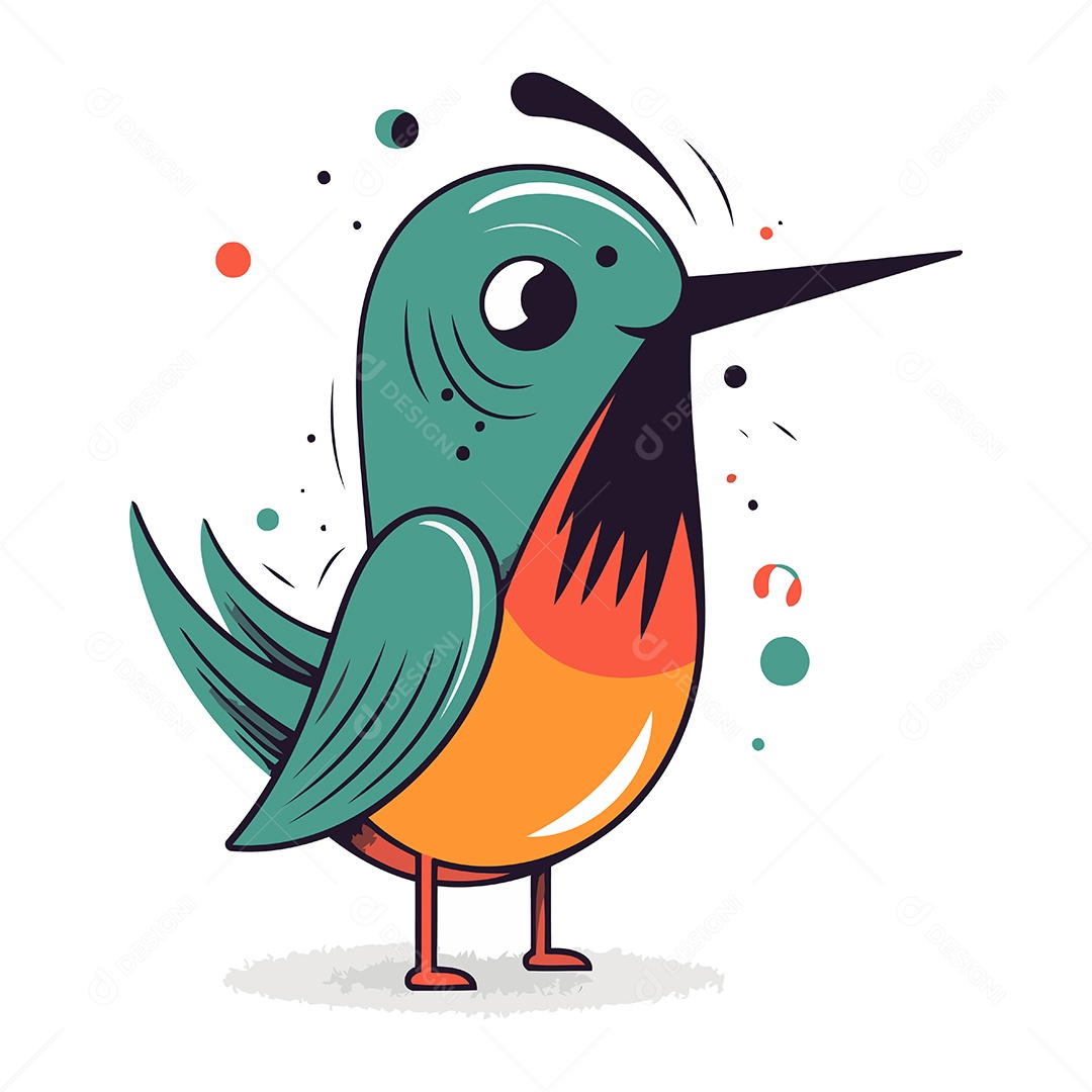 Beija Flor de Desenho Animado Ilustração Vetor EPS