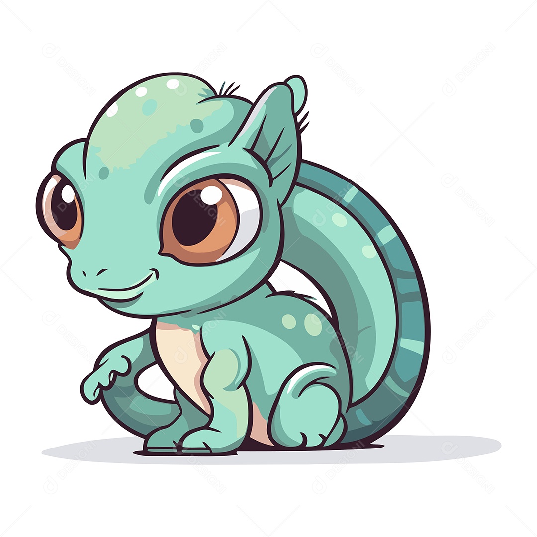 Camaleão Fofo de Desenho Animado Ilustração Vetor EPS