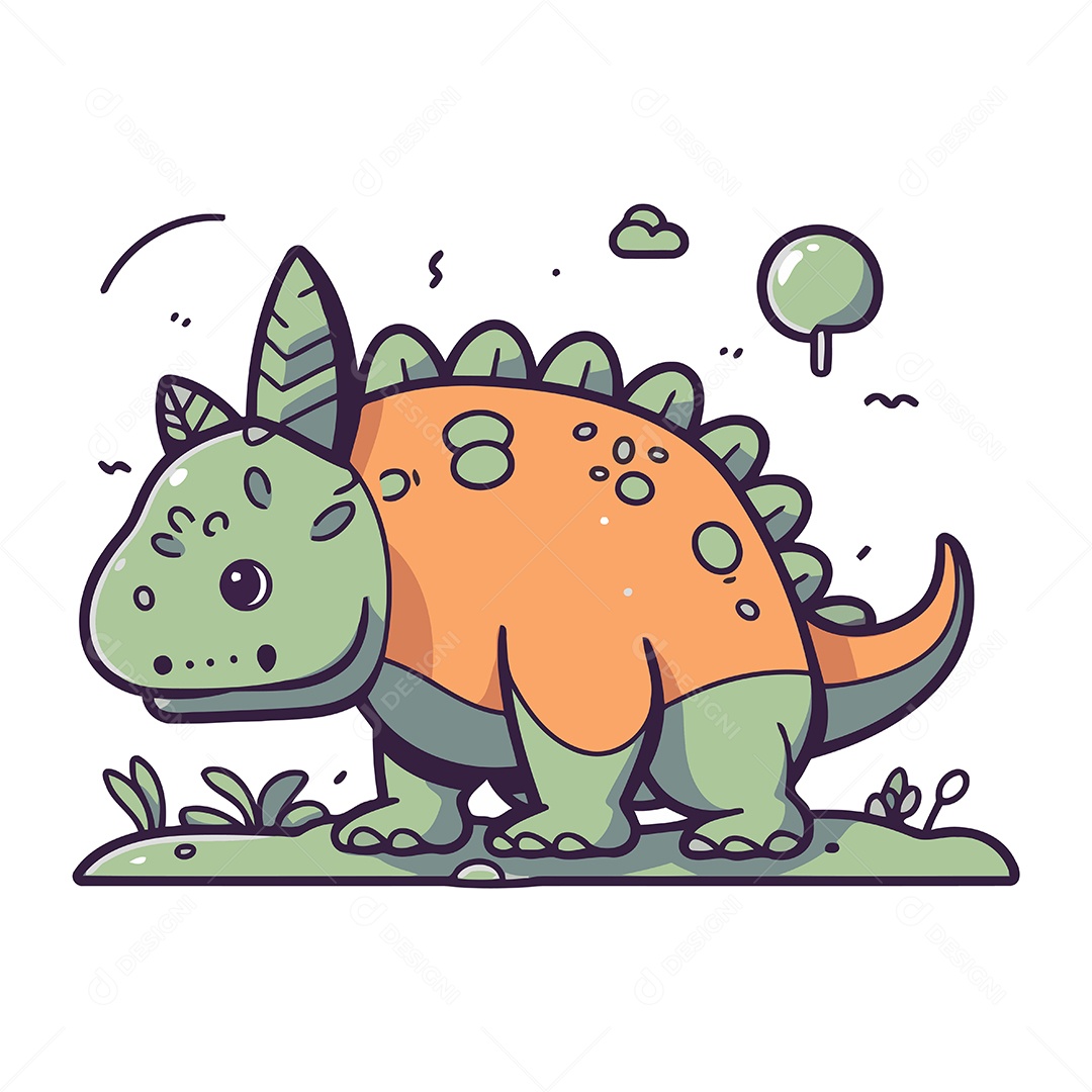 Dinossauro de Desenho Animado Ilustração Vetor EPS