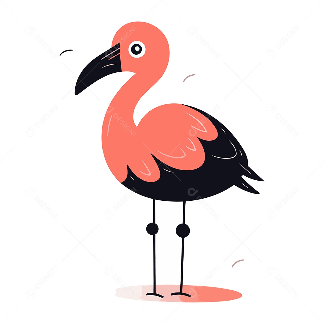 Pássaro Flamingo de Desenho Animado Ilustração Vetor EPS