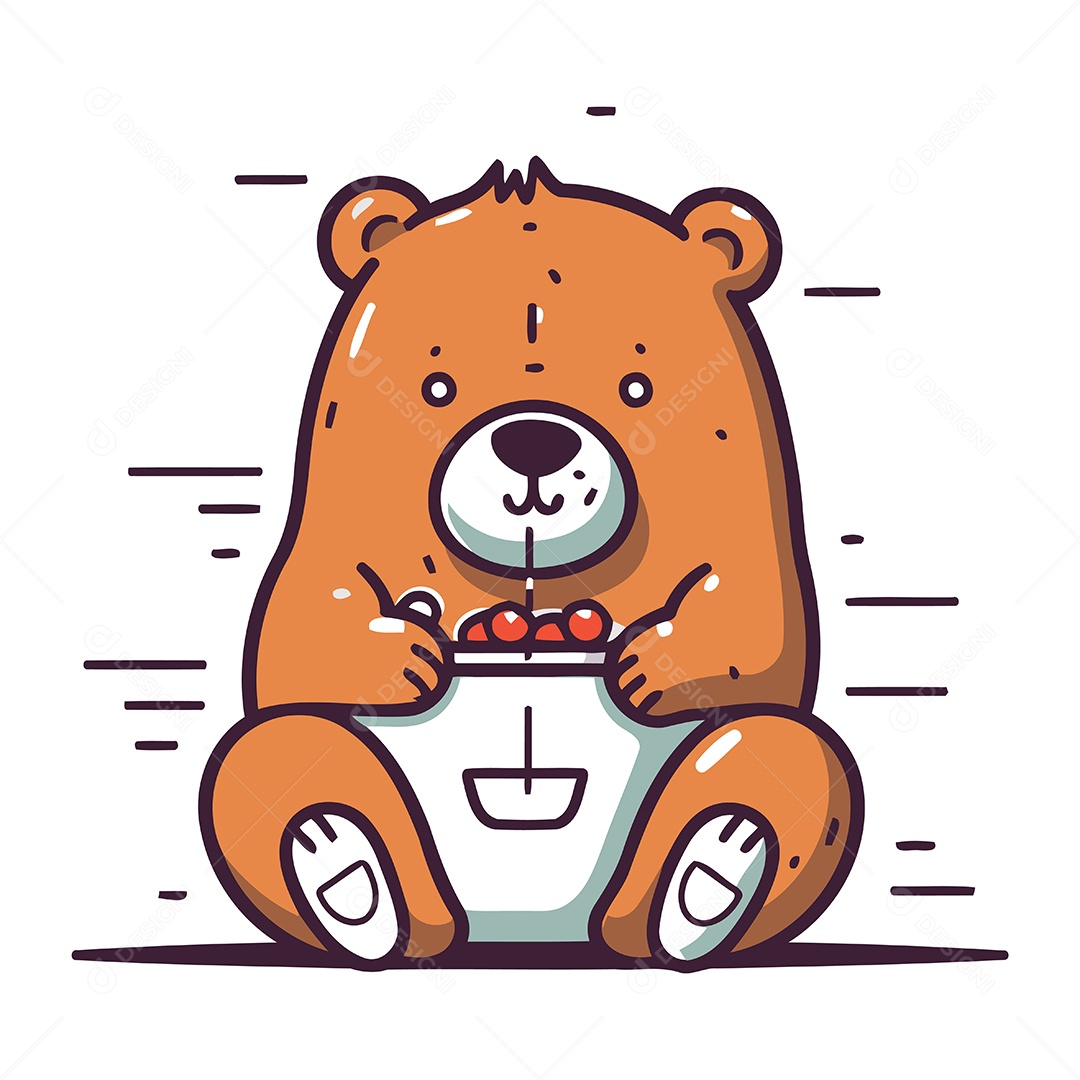 Urso Fofo de Desenho Animado Ilustração Vetor EPS