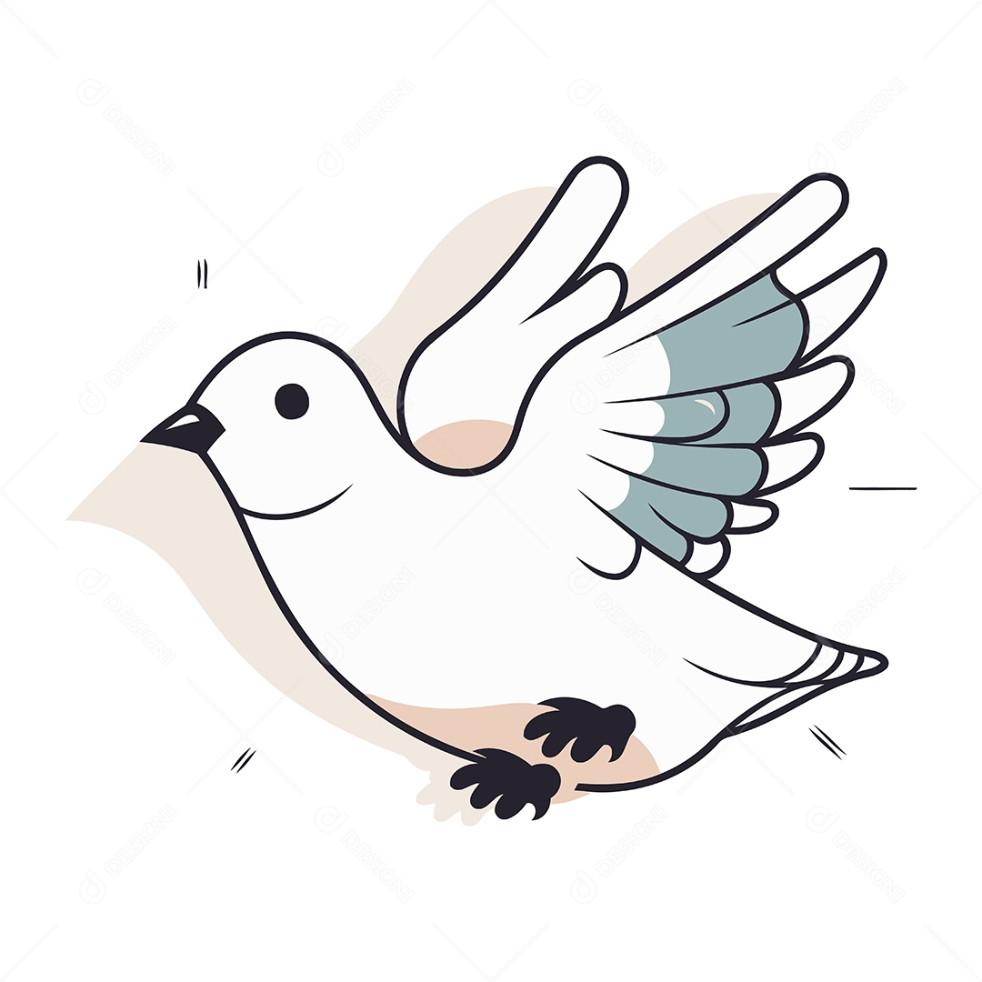 Pomba Branca de Desenho Animado Ilustração Vetor EPS