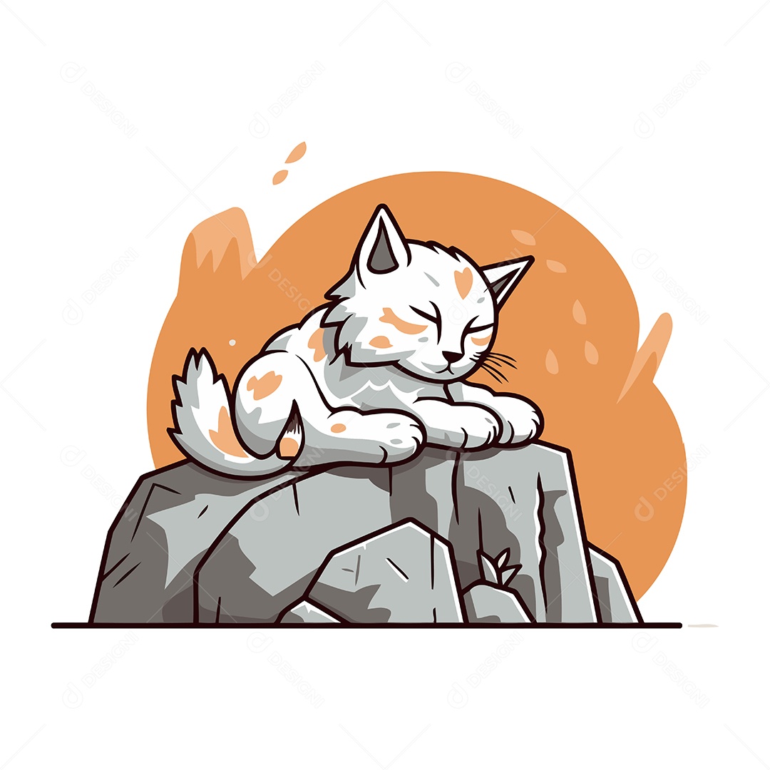 Gato Fofo de Desenho Animado Ilustração Vetor EPS