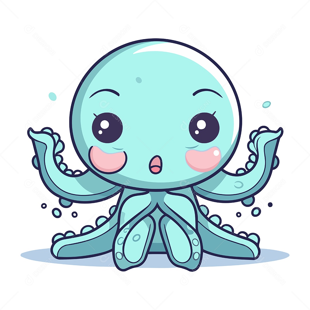 Polvo Fofo de Desenho Animado Ilustração Vetor EPS