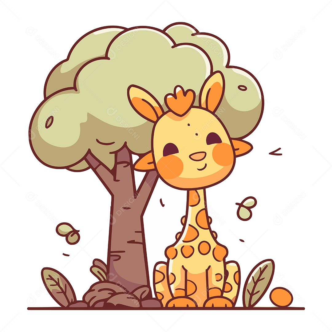 Girafa Fofa de Desenho Animado Ilustração Vetor EPS