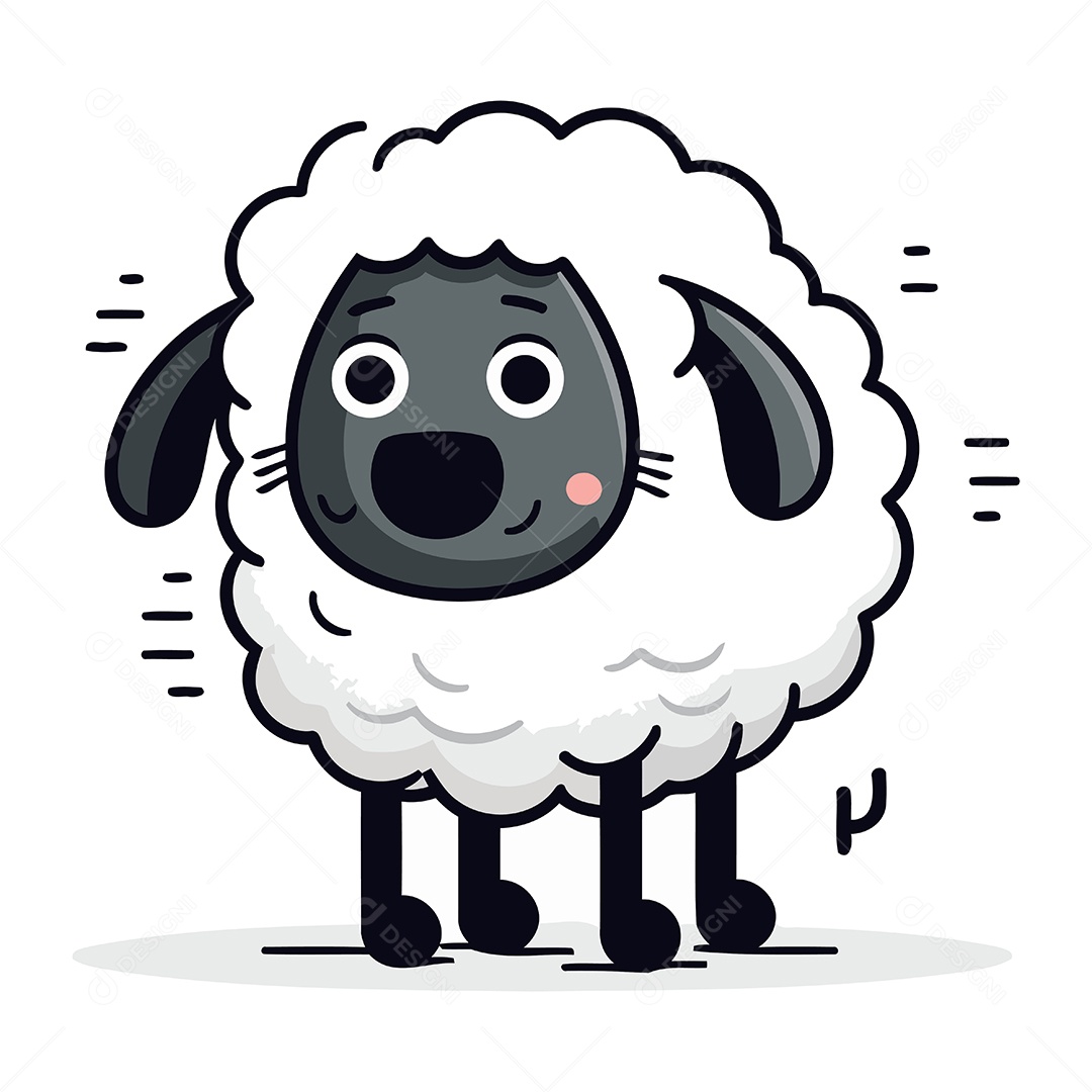 Ovelha Fofa de Desenho Animado Ilustração Vetor EPS