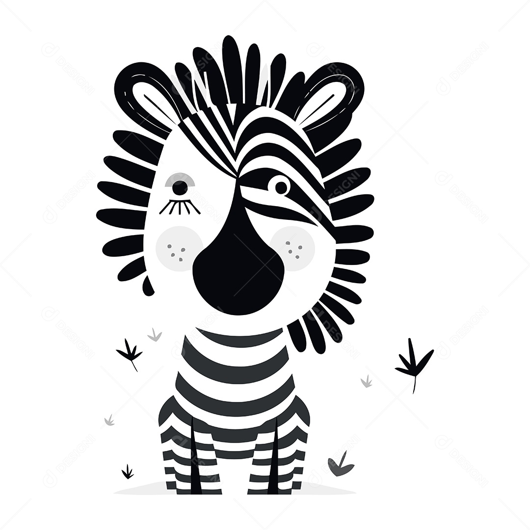 Zebra Fofa de Desenho Animado Ilustração Vetor EPS