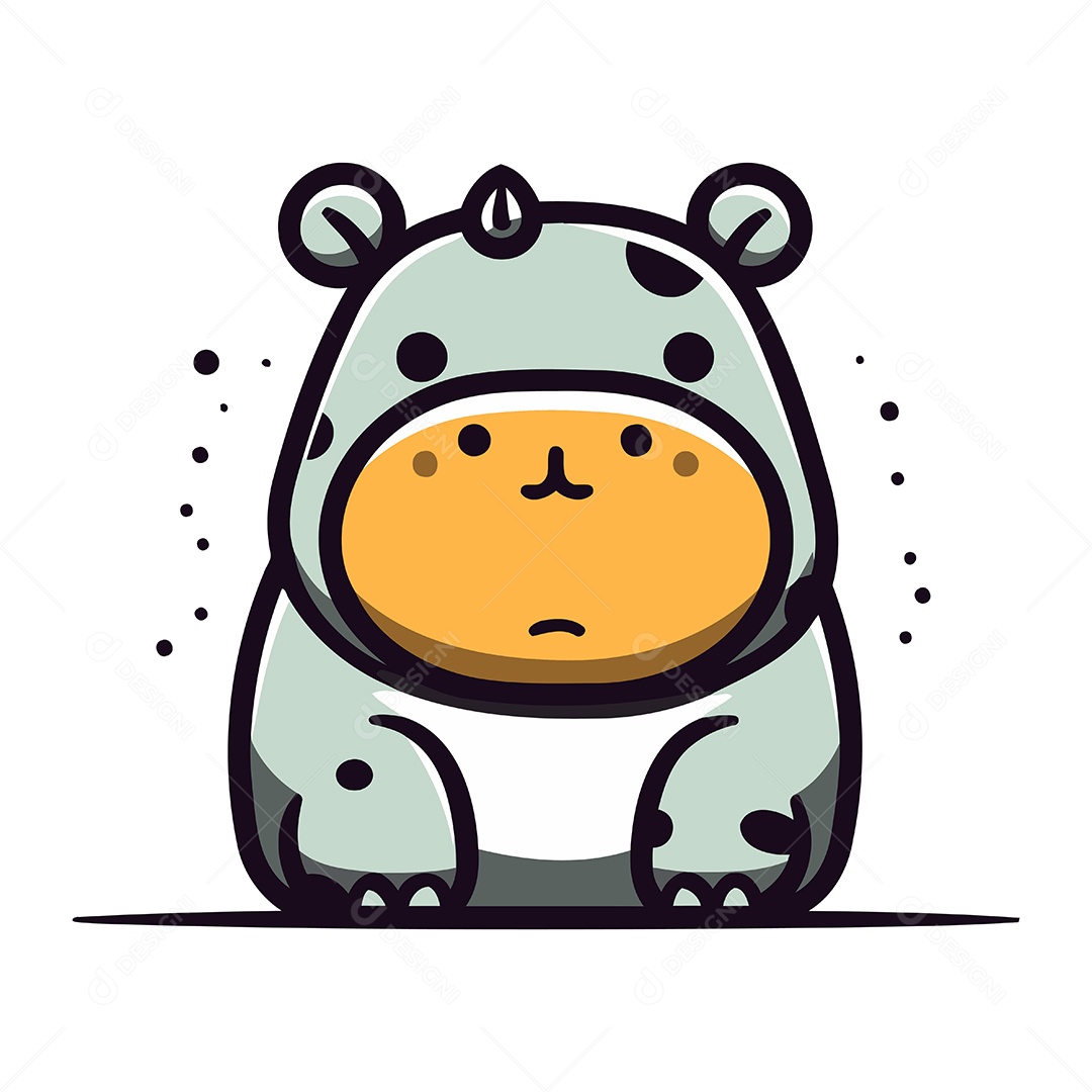 Hipopótamo Fofo de Desenho Animado Ilustração Vetor EPS