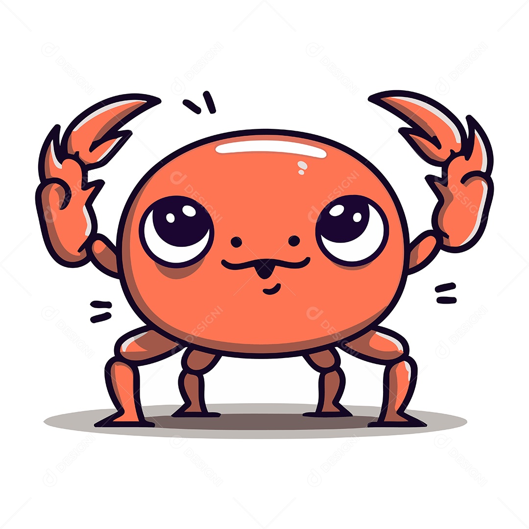 Caranguejo Fofo de Desenho Animado Ilustração Vetor EPS