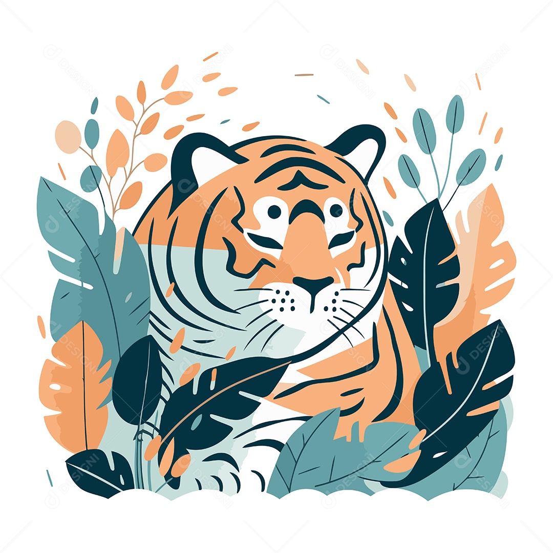 Tigre de Desenho Animado Ilustração Vetor EPS