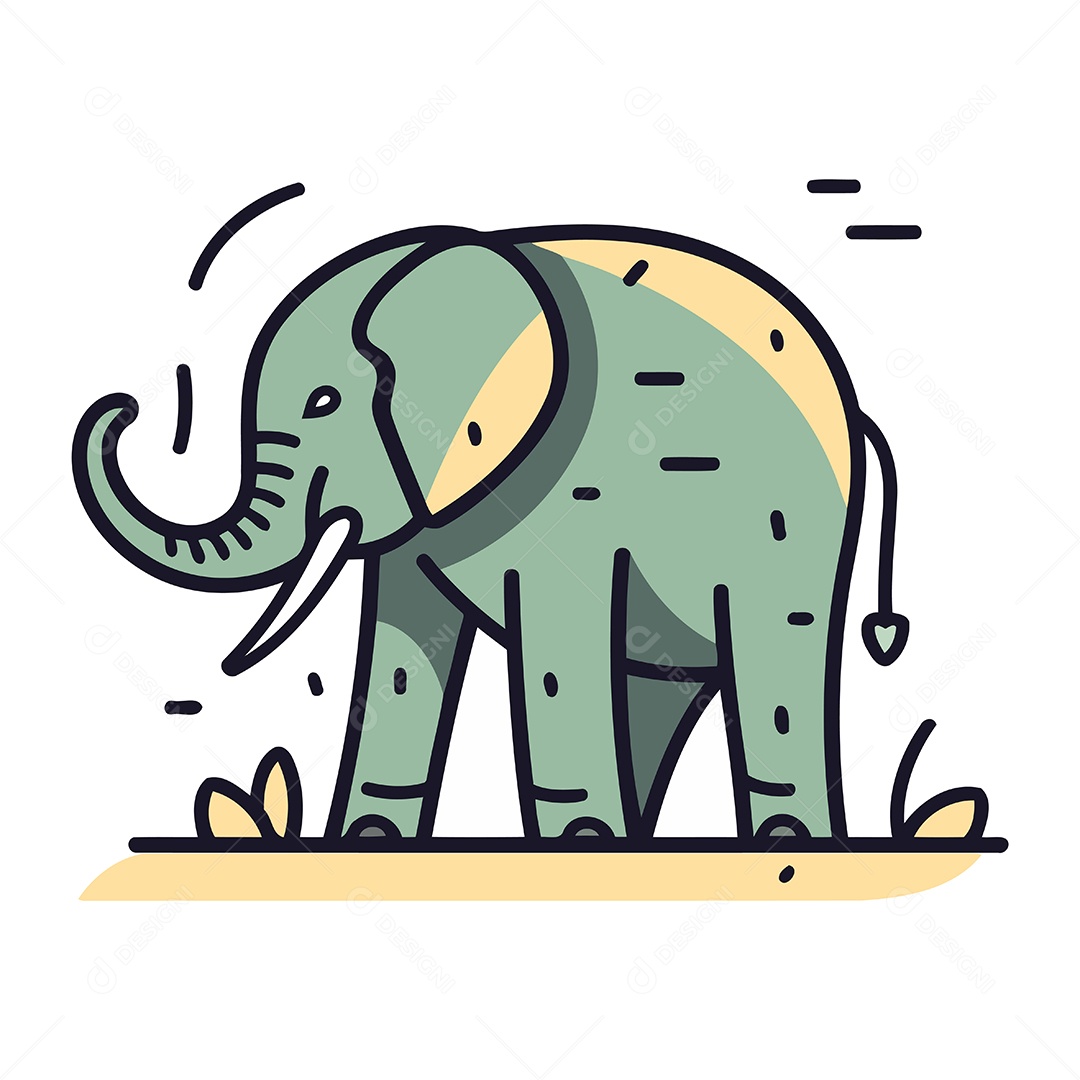 Elefante de Desenho Animado Ilustração Vetor EPS