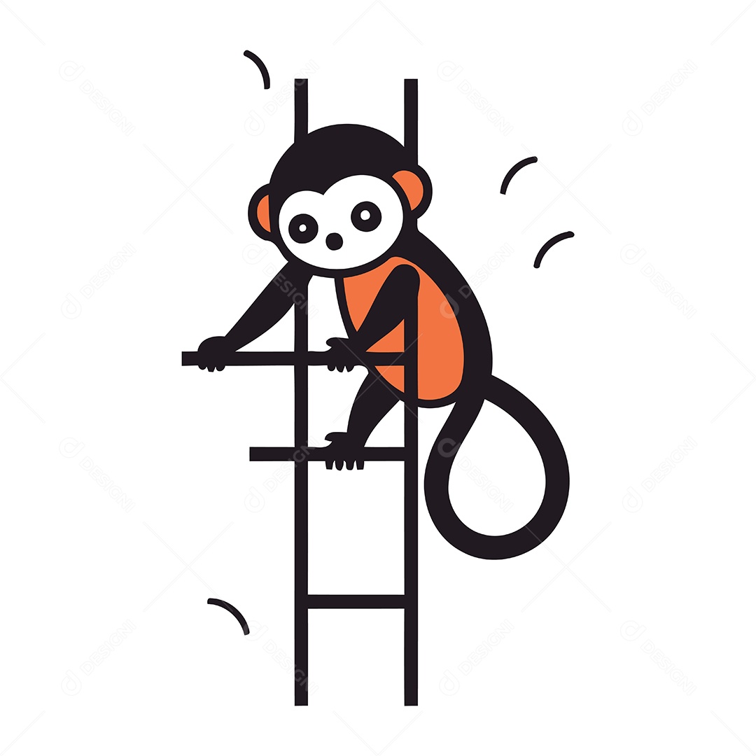Macaco Subindo uma Escada de Desenho Animado Ilustração Vetor EPS
