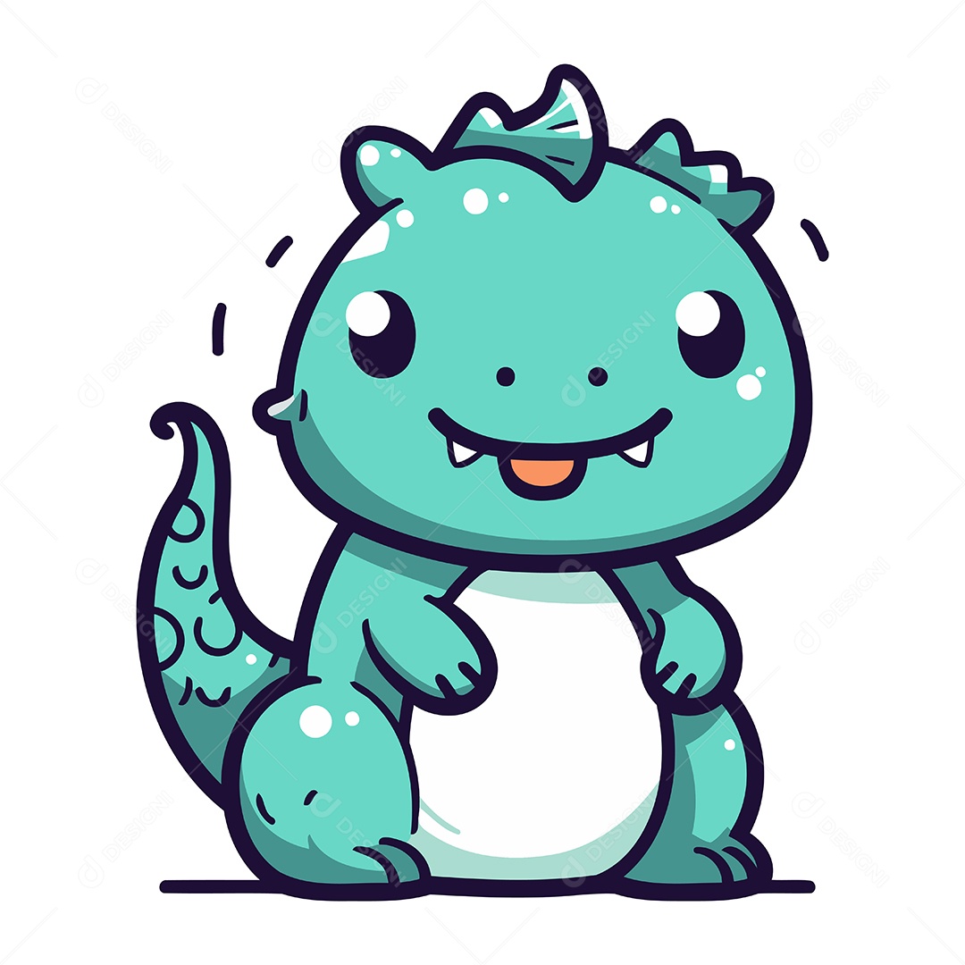 Dinossauro Fofo de Desenho Animado Ilustração Vetor EPS