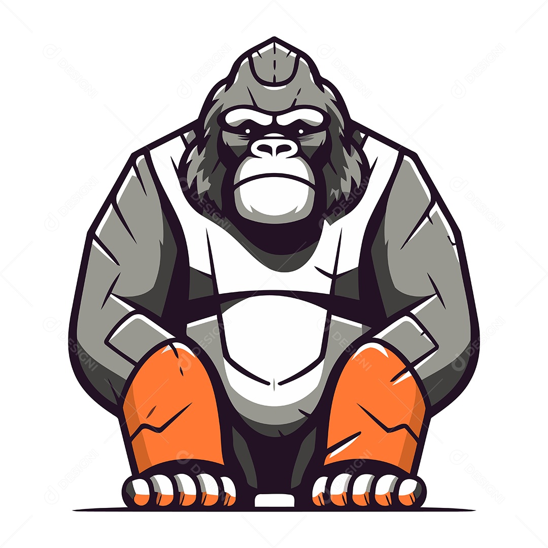 Gorila de Desenho Animado Ilustração Vetor EPS