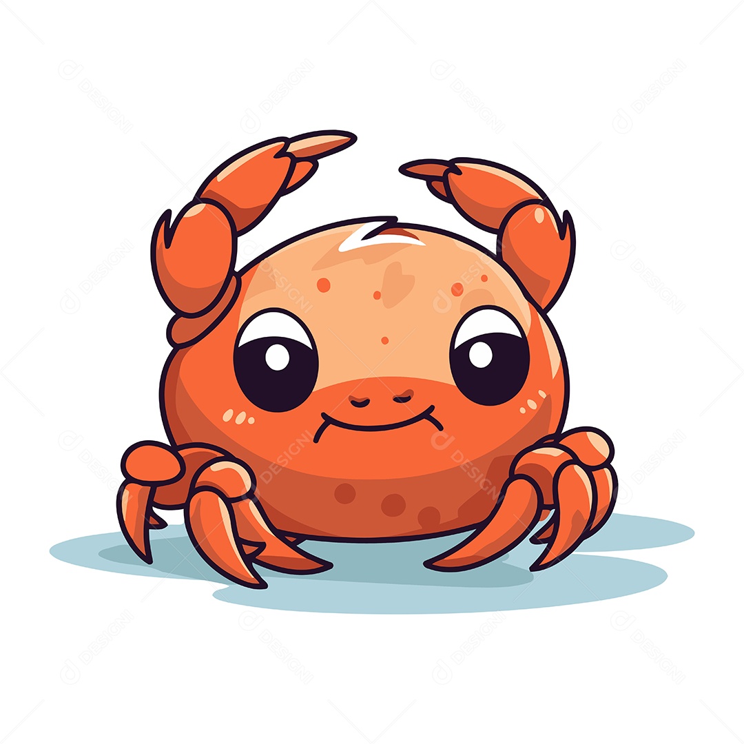 Caranguejo Fofo de Desenho Animado Ilustração Vetor EPS