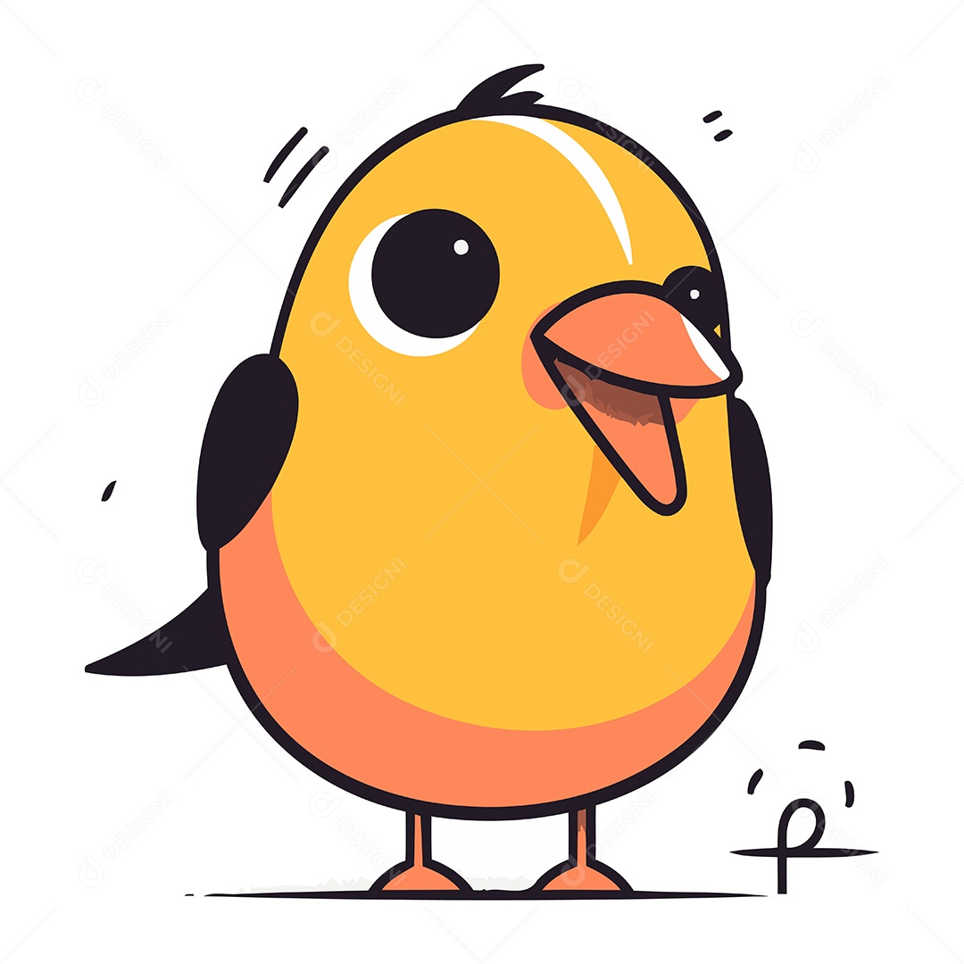 Pintinho Fofo de Desenho Animado Ilustração Vetor EPS