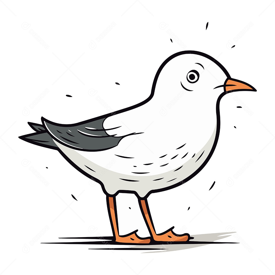 Gaivota de Desenho Animado Ilustração Vetor EPS