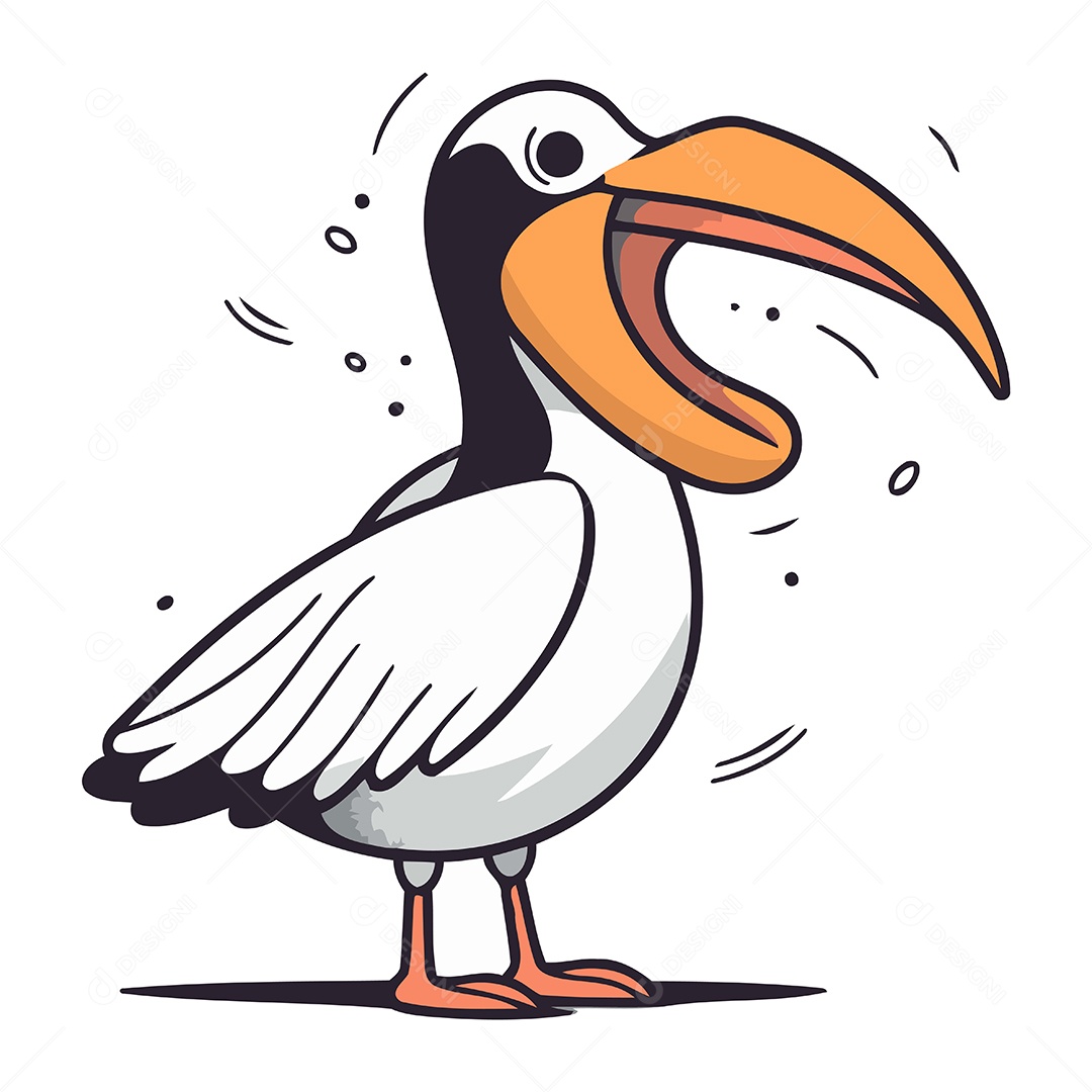 Pelicano de Desenho Animado Ilustração Vetor EPS