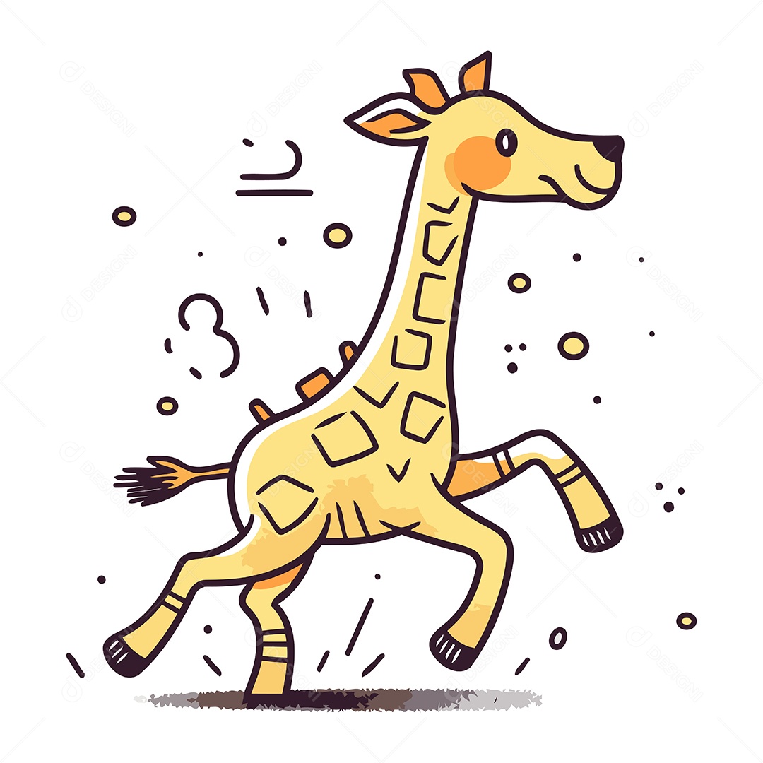 Girafa Fofa de Desenho Animado Ilustração Vetor EPS