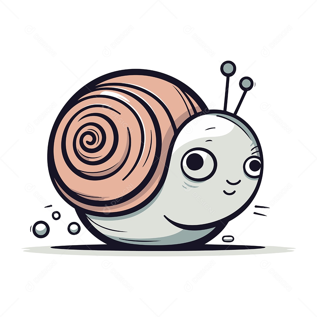 Caracol Fofo de Desenho Animado Ilustração Vetor EPS