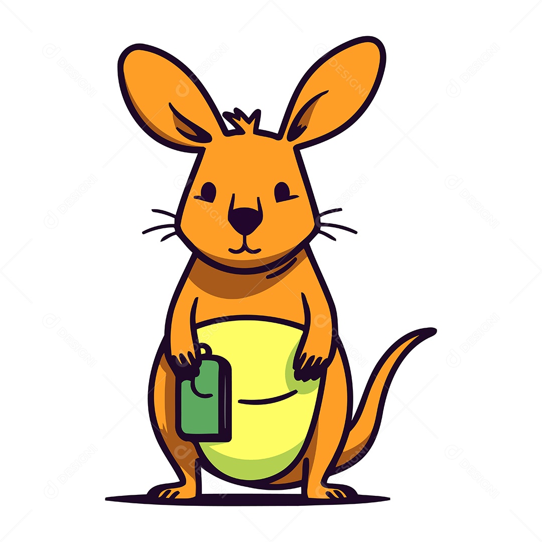 Canguru Fofo de Desenho Animado Ilustração Vetor EPS