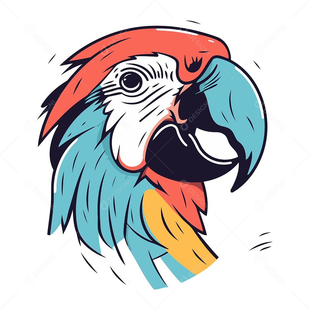 Cabeça de Arara Desenho Animado Ilustração Vetor EPS