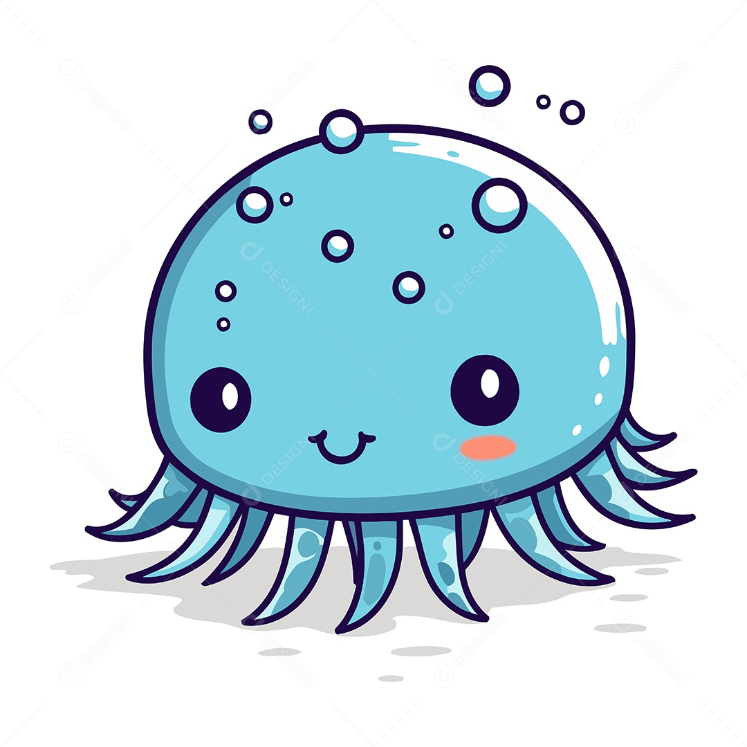 Água Viva Fofa de Desenho Animado Ilustração Vetor EPS