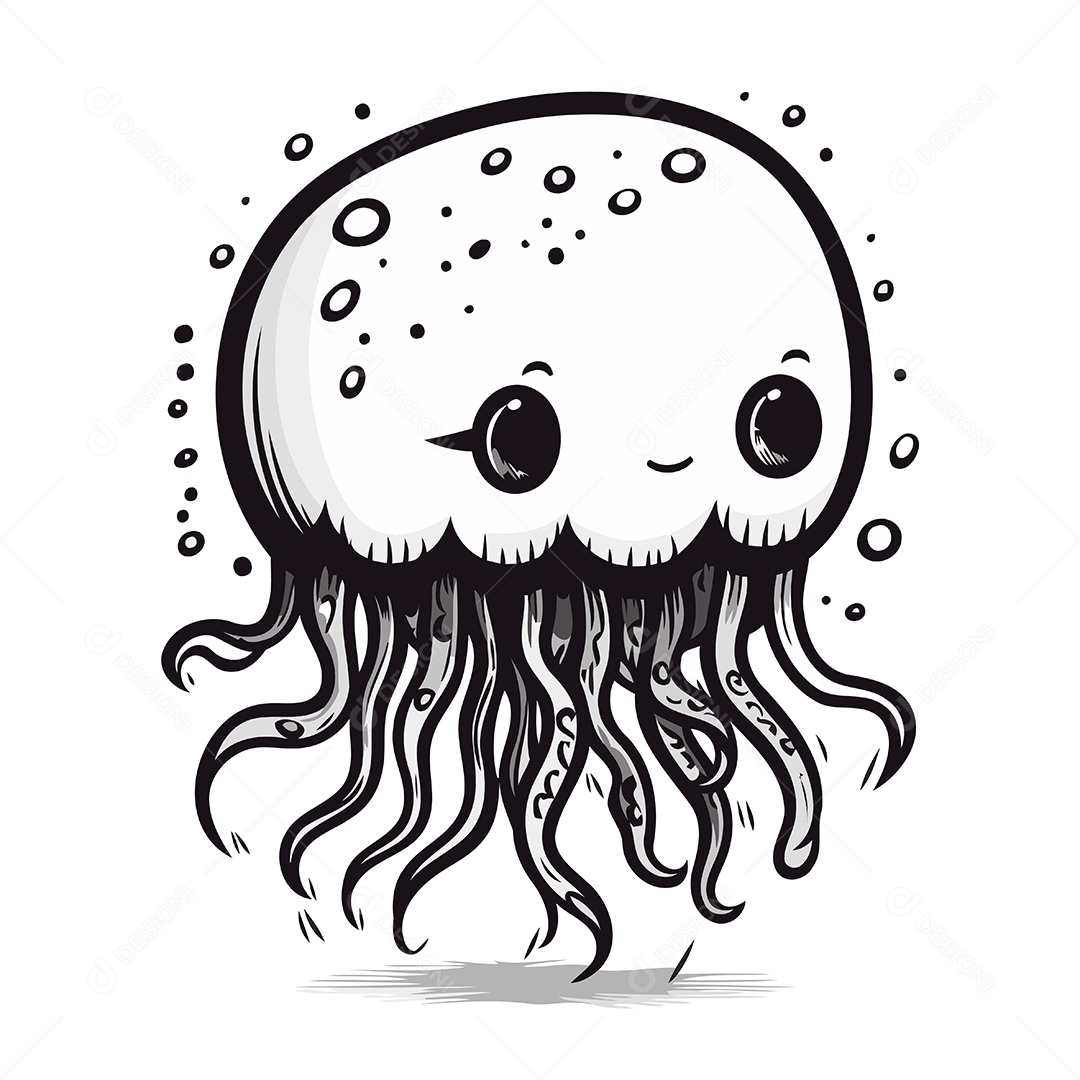 Água Viva de Desenho Animado Ilustração Vetor EPS