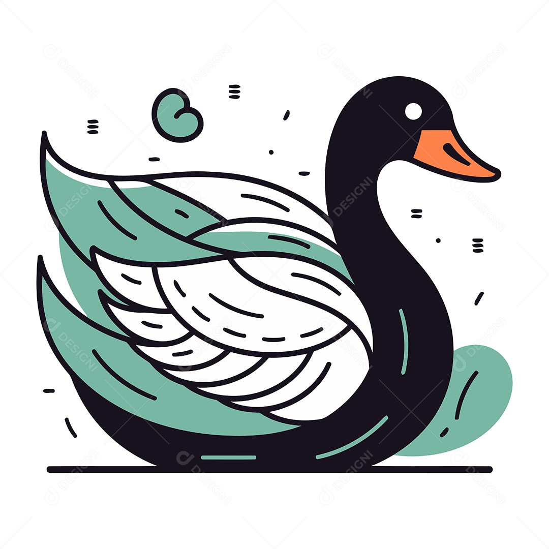 Cisne de Desenho Animado Ilustração Vetor EPS