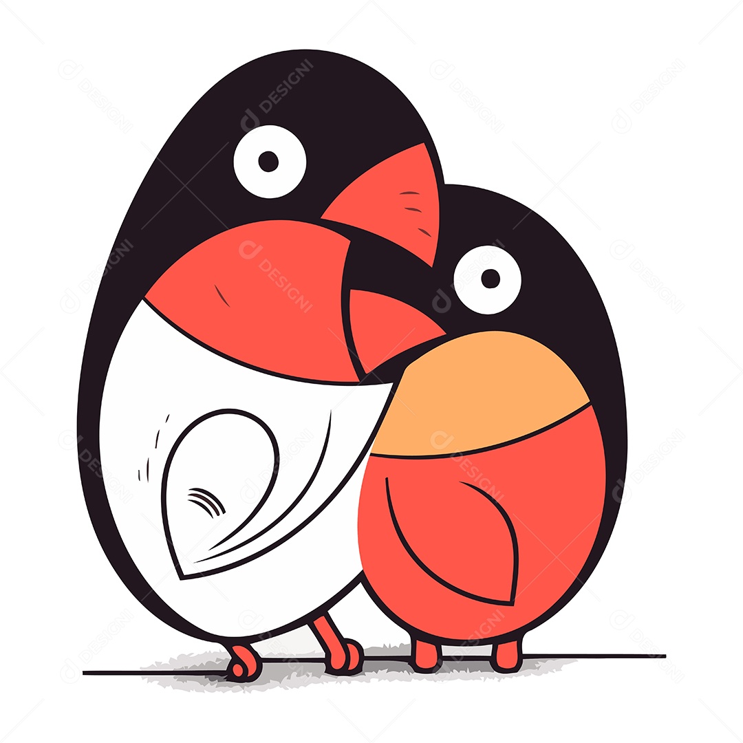 Casal de Pinguins Desenho Animado Ilustração Vetor EPS