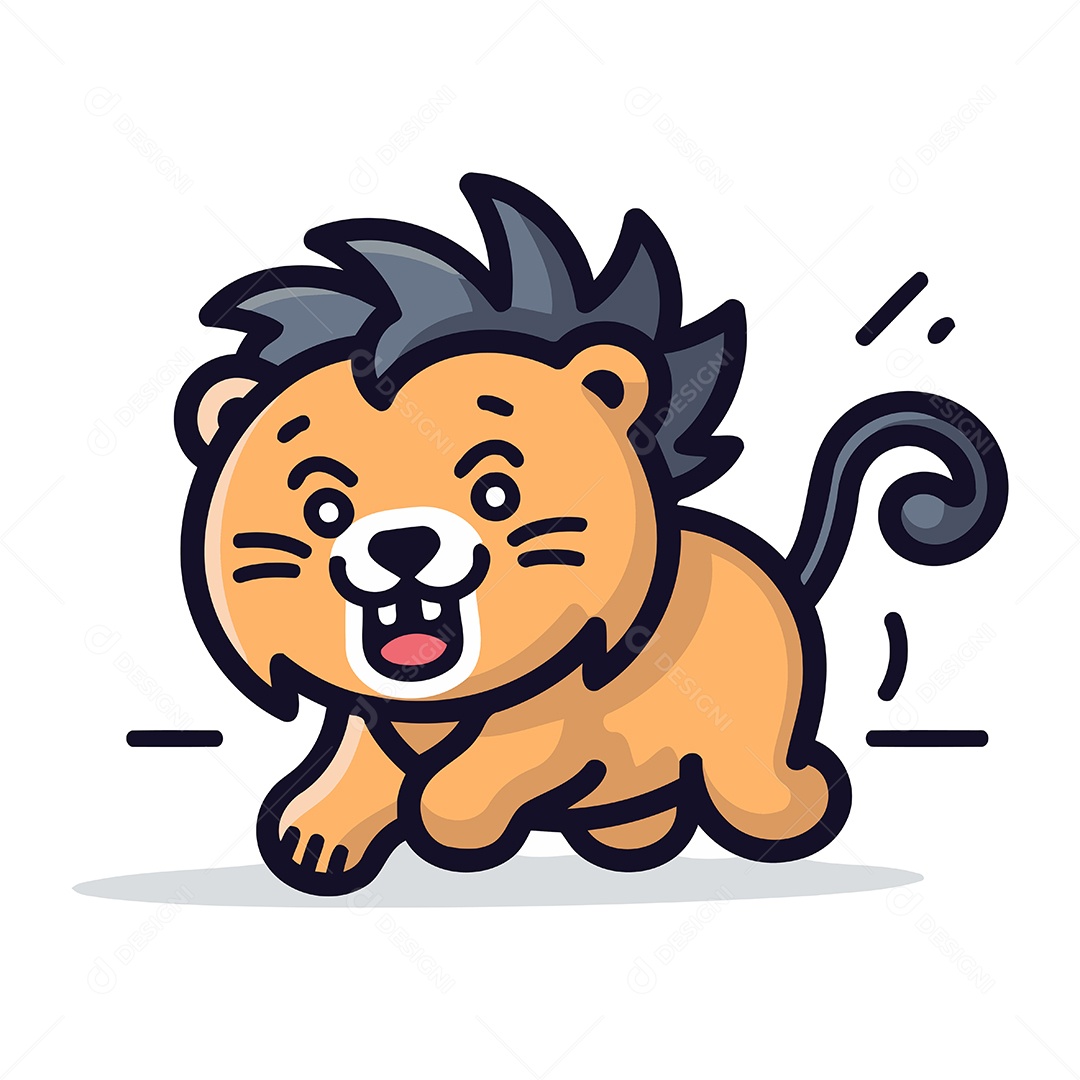 Leão de Desenho Animado Ilustração Vetor EPS