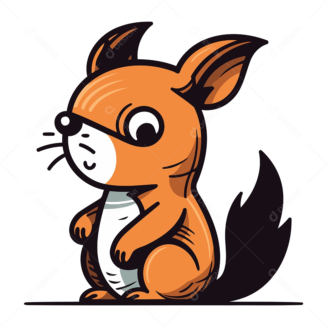 Esquilo de Desenho Animado Ilustração Vetor EPS