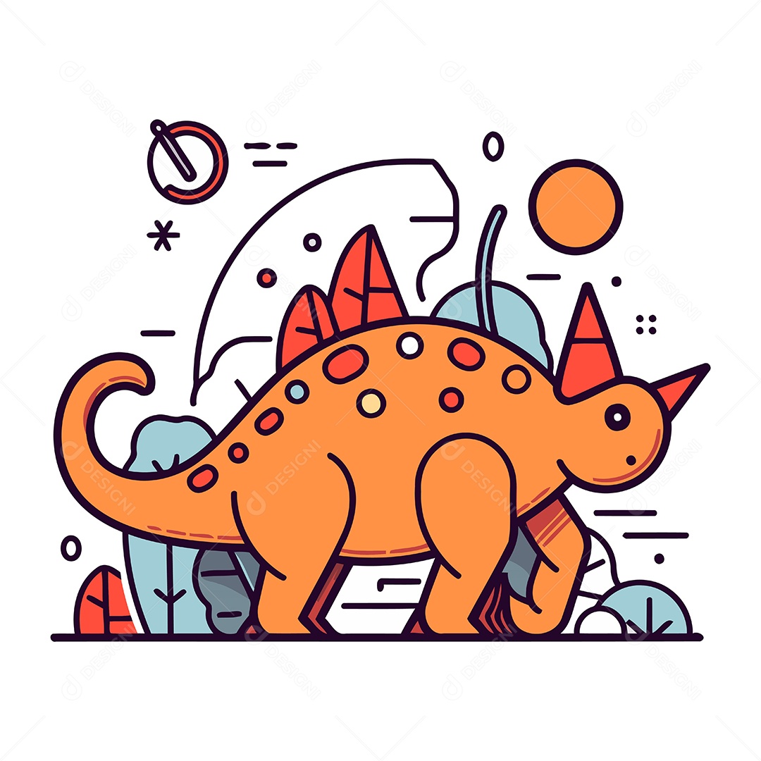 Dinossauro de Desenho Animado Ilustração Vetor EPS