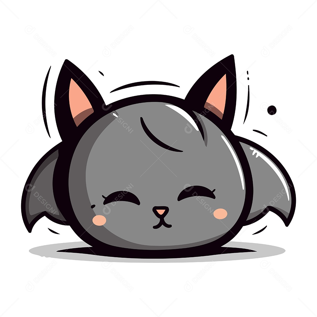 Morcego Fofo de Desenho Animado Ilustração Vetor EPS